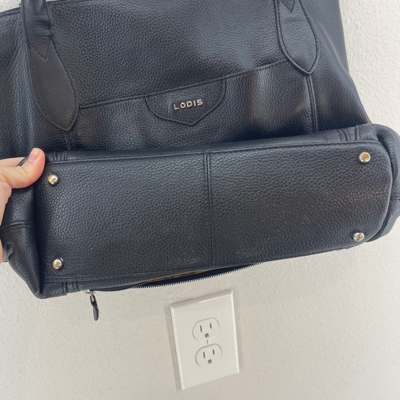 LODIS‎ Siera Pebbled Leather Tote Bag Black Handbag Purse Womens Medium Large - Picture 5 of 14